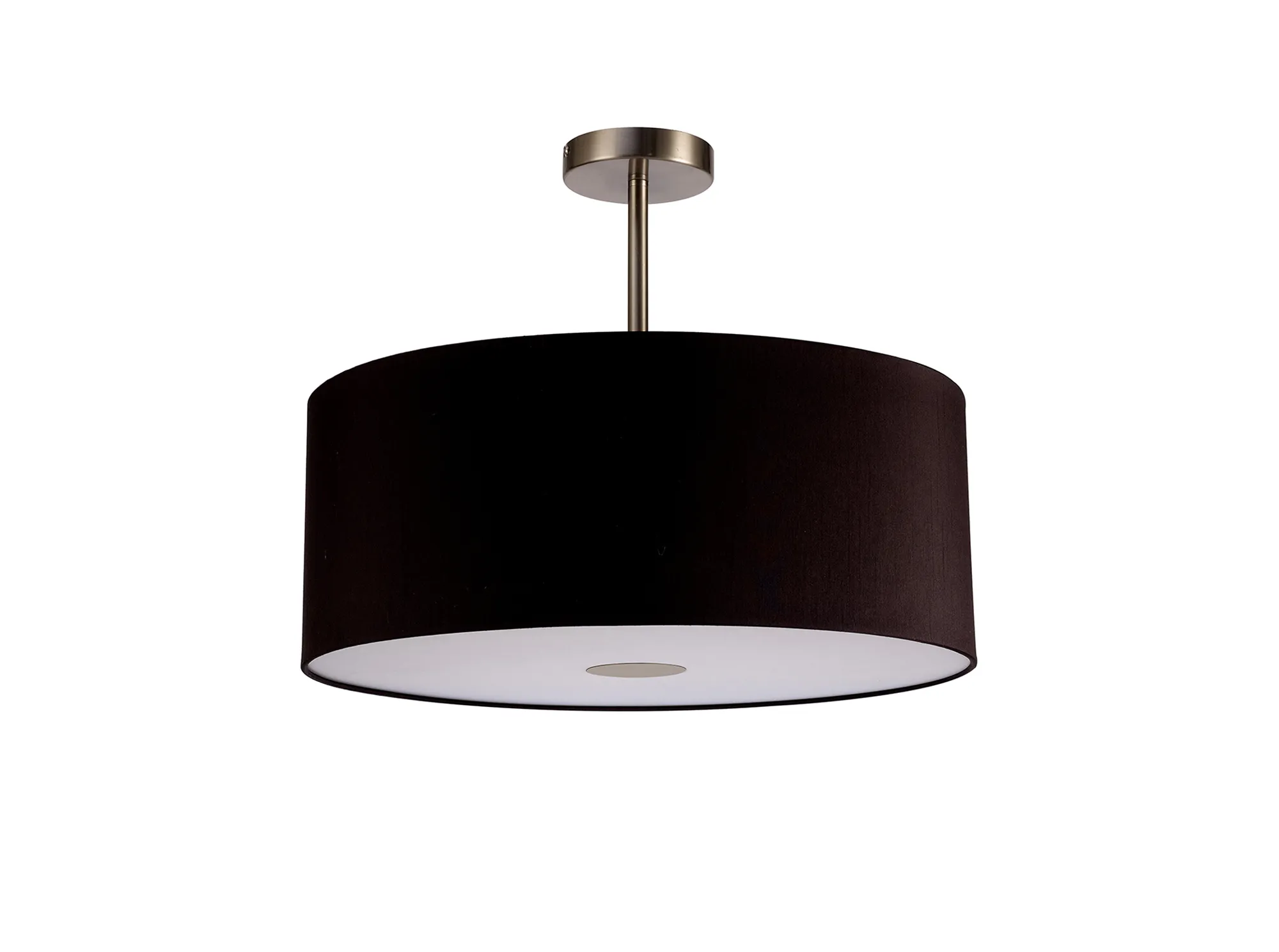 Baymont 50cm Semi Flush 1 Light Satin Nickel, Midnight Black/Green Olive, Frosted Diffuser DK0267  Deco Baymont SN BL/GR